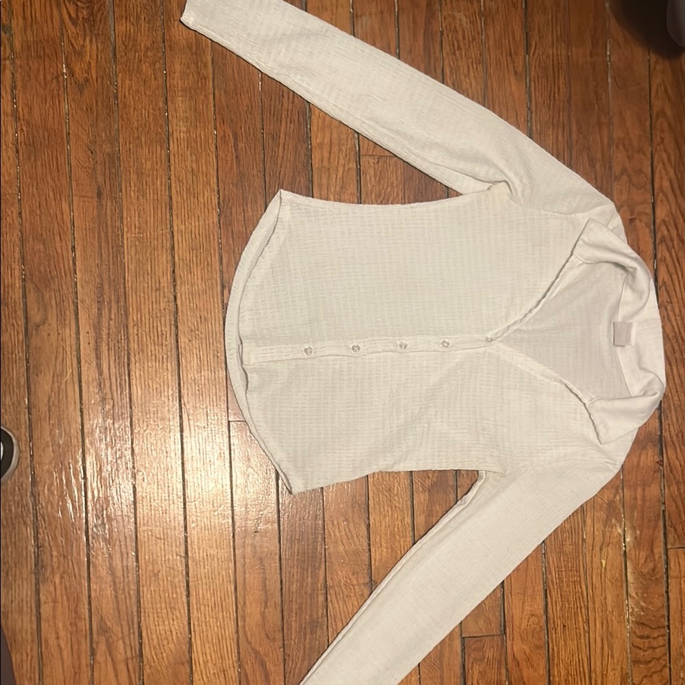 White Button-Up Long Sleeve Top